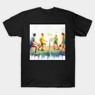 Artistic Illustration of couples playing pickleball T-Shirt